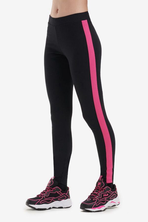 Leggins Fila Mujer Negras - Dea Side Stripe - España 387204ZYS